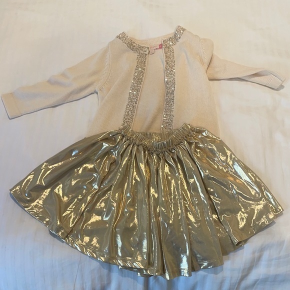 Pink Chicken Holiday sweater and skirt